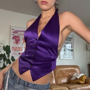 NWT MM6 MAISON MARGIELA PURPLE BACKLESS HALTER WAISTCOAT VEST TOP
